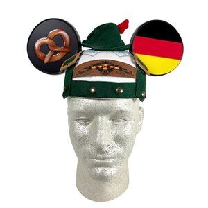 Disney World Germany Youth Mickey Mouse Ear Hat Epcot Pretzel German Flag RARE